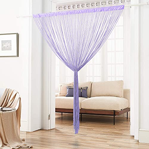 HSYLYM Spaghetti String Curtain for Doorways Privacy Door Frame Tassel Hippy Wall Kitchen Hallway Boho Fringe Curtain Hanging Door Room Dividers Decor 1 Panel（39×86in/100×220cm,Periwinkle）