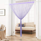 HSYLYM Spaghetti String Curtain for Doorways Privacy Door Frame Tassel Hippy Wall Kitchen Hallway Boho Fringe Curtain Hanging Door Room Dividers Decor 1 Panel（39×86in/100×220cm,Periwinkle）
