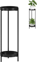 2 Tiers Tall Plant Stand - 30" Indoor Outdoor Metal Flower Pot Holder Shelf for Multiple Plants, Removable Display Rack for Living Room Bedroom Patio Garden & Balcony Corner (Black)