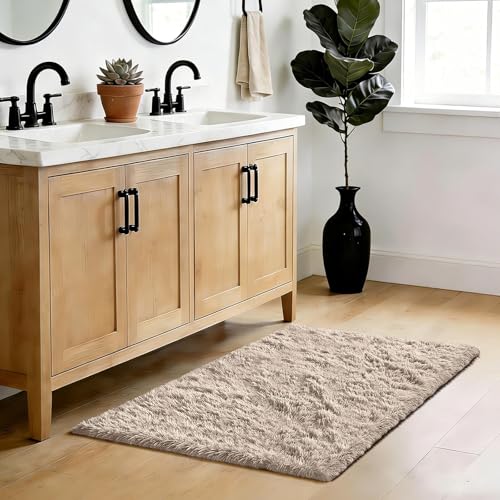 Soft Runner Rugs for Bedroom, Beige 2x6 Area Rugs Fluffy Rug Shag Area Rug Carpet, Bedside Rug for Living Room Bedroom Room Home Decor - color: Beige, size: 2' x 6' (Rectangular)