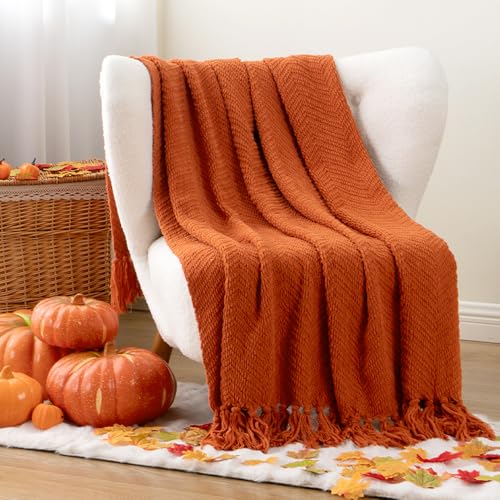 BATTILO HOME Burnt Orange Throw Blanket for Couch, Halloween Throw Blanket for Home Decor, Fall Decorations for Bed, Sofa and Living Room, 50"x60" - color: Orange, size: 50"x60"
