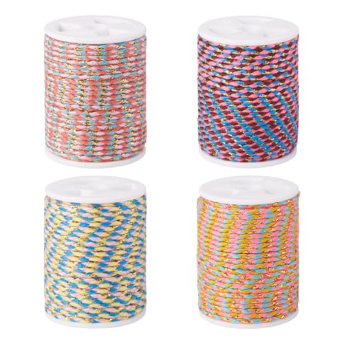17.2 Yards 1.5mm 4-Ply Polycotton Cord Handmade Macrame Cord Metallic Beading Thread for String Wall Hangings Plant Hanger String Knitting Macrame Rope Bracelet DIY Craft - color: Mixed Color 9, size: 1.5mm