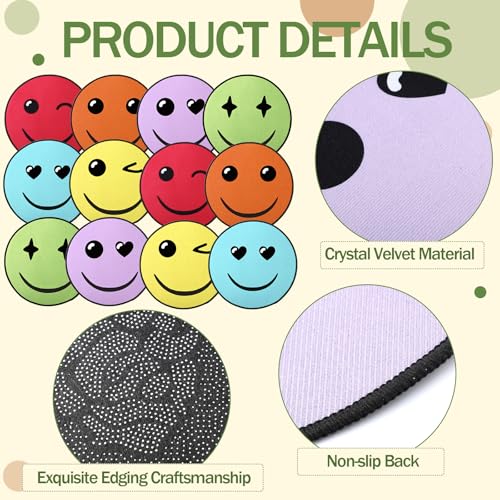 Tinideya 24 Pcs Circle Carpet Seats for Classroom 15.5 Inch Smile Faces Round Classroom Rug Floor Mat Floor Cushions Group Activity Spots Marker for Playroom (Classic,Bright Color) - color: Bright Color, size: Classic