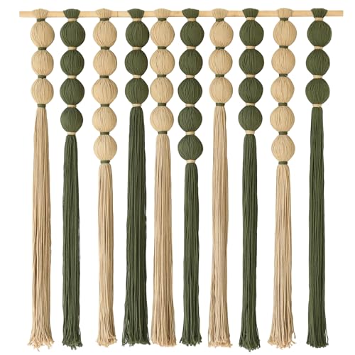 Macrame Wall Hanging Large Boho Wall Decor Natural Green Jute Sphericity Cotton Textile Wall Hanging Geometric Art Fiber Yarn Art Handmade For Living Room Bed Room Apartment Wedding Party 39" Wx39" L - color: Green Jute