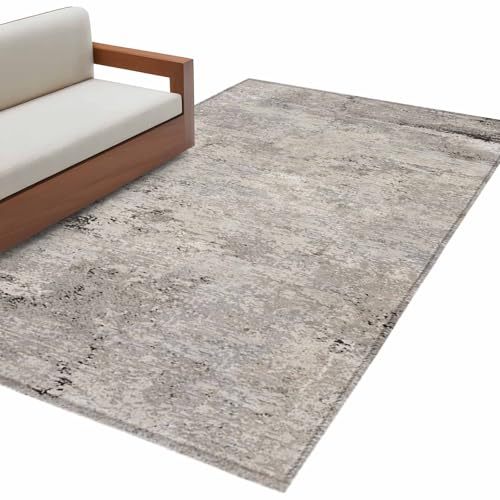 Vintage Grey Mottled Rectangle Area Rug 2.7'x5' Distressed Rough Surface Wall Texture Washable Rugs for Living Room, Non Slip Soft Carpet for Bedroom Entryway Dining Room - size: 2'8" x 5' (Rectangular)