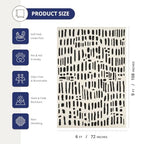 Abani Neutral Collection Cream Area Rug 6' x 9' for Living Room, Bedroom - Modern Design - Durable & Easy to Clean - color: Strokes, size: 6' x 9' (Rectangular)