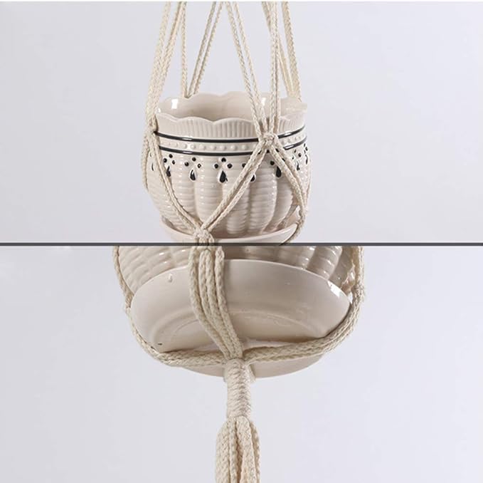 Vpang 2 Pack Colorful Cotton Macrame Plant Hanger, Outdoor Indoor Hanging Planter Basket Flower Pot Holder Boho Home Decor 40 Inch (Purple)
