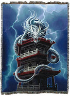 Pure Country Weavers The Tower Dragon Woven Blanket by Anne Stokes - Fantasy Gift Cotton Tapestry Throw - Made in The USA - 72" x 54" - color: Tower, size: 72" x 54"