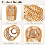 6 Pcs Paper Rope Lamp Shades, Rattan Lamp Shade, Boho Pendant Light Shade, Woven Lampshade with Metal Frame, 4.7 x 4.7 x 5.9 in, Creative Lighting for Home, Living Room, Bedroom