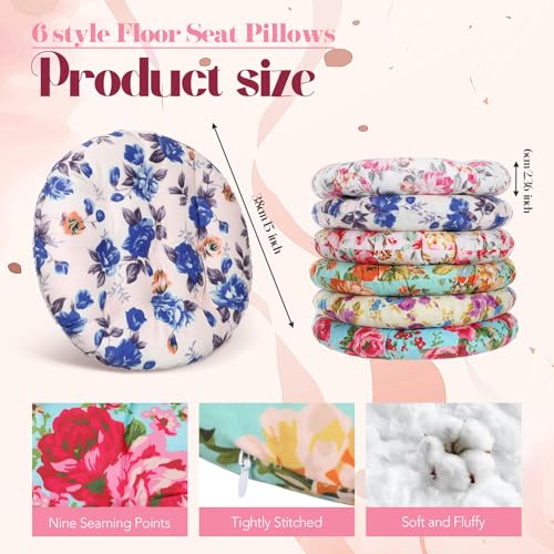 Briwooody 6 Pcs Boho Floor Pillow Cushions Seating 15 x 15 Inches Boho Floor Pillow Round Seat Reading Chair Cushions Yoga Mandala Meditation Pouf for Classroom Home School Playing Supplies