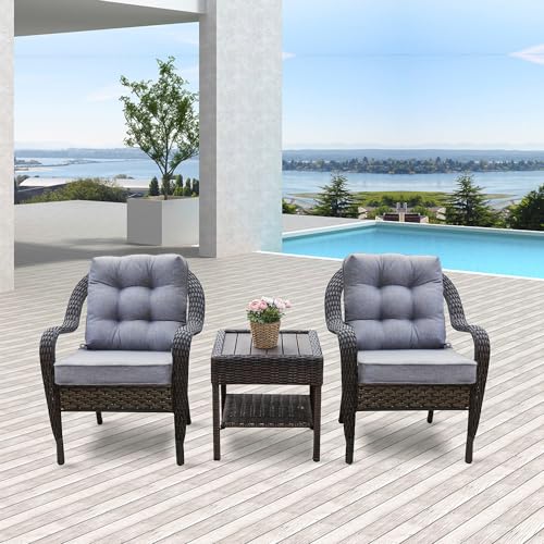 JMGBird Outdoor Chair Cushions Set - 19"x19" Deep Seat & Back Cushions, Water-Resistant Tufted Pillows for Patio Furniture - color: Grey, size: 19"×19"