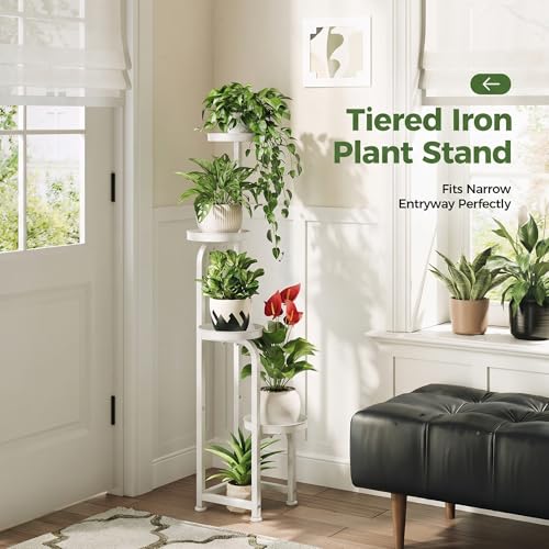 Bamworld Corner Plant Stand Indoor Outdoor, Tall Metal Flower Pot Stands for Multiple Plants, 4 Tier White Heavy Duty Plant Shelf for Patio Garden Balcony Living Room Bedroom(Patent Design) - color: Matte White, style: Spiral 4Tier