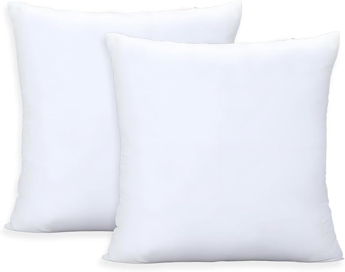 Throw Pillows Insert Set of 2, White 16x16 in Pillow Inserts with 100% Cotton Cover,Bed and Couch Decorative Stuffer Pillows,Indoor Pillows for Sofa