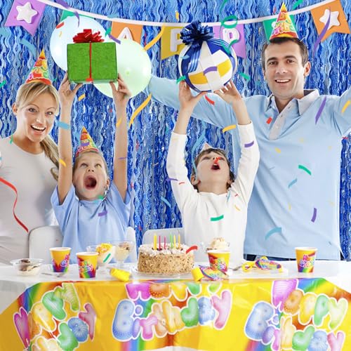 Blue Tinsel Foil Fringe Curtains Wavy Backdrop for Parties Sparkle Metallic Wavy Foil Fringe Backdrop Curtain for Party Decorations Photo Booth Props Birthday Graduation Wedding - color: Dark Blue, size: 5 Pack