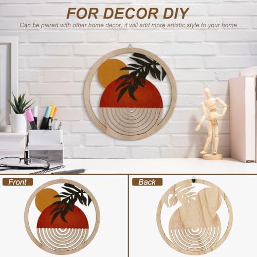 YOSINXU 4 Pcs Boho Wall Decor Rustic Wooden Living Room Bohemian Hanging Art Decor, Decors Farmhouse Geometric Hanging, 10 Inch Aesthetic Minimalist Wood Art for Apartment Bedroom