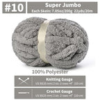 10 Pack Jumbo Chenille Yarn for Crocheting, #10 Super Bulky Baby Soft Yarn for Hand Knitting, 220 yds /70.5 oz Fluffy Chunky Knit Throw Blanket Yarn (Light Grey) - color: Light Grey