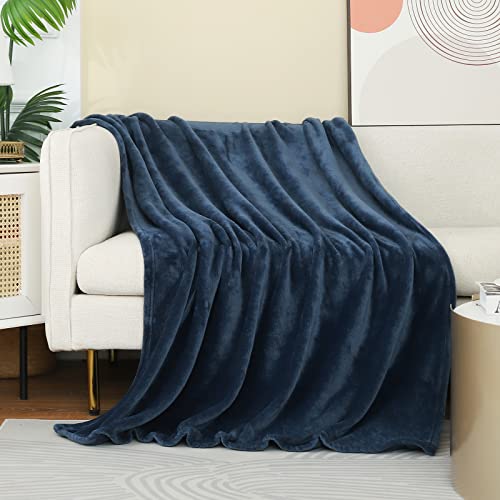 Dark Dusty Blue Stone Blue Throw Blanket Flannel Fleece Throw Size 50 by 60 Inches for Couch Sofa Bed 280GSM,Super Soft Plush Cozy and Luxury Warm Bed Blanket for All Season - color: Stone Blue, size: Throw(50"×60")