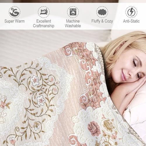 Boho Floral Pink Throw Blanket,Vintage Elegant Country Rustic Farmhouse Pattern Soft Throw Blanket for Couch Sofa Camping Office Travel Home Bedroom Decor All Seasons 30"x40" - color: Boho-20, size: 30x40in