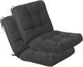 QILLOWAY Outdoor Seat/Back Chair Cushion Tufted Pillow, Spring/Summer Seasonal Replacement Cushions - Set of 2 (Dark Grey)