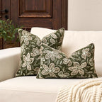 Yangest Flower Pillow Cover 12 x 20 Inches, Nature Chenille Rectangle Throw Pillow Cover Soft Luxury Neutral Accent Couch Pillow Cover for Living Room Bedroom, Green - color: Green, size: 20" x 12" (Pack of 1)