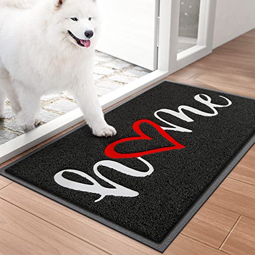 Door Mat, Welcome Mat Low Profile Floor Mat Front Doormat Indoor and Outdoor Doormat Non Slip Rugs for Entryway, Patio, High Traffic Areas (30"x17.5", Black-Home) - color: Black-home, size: 1'6" x 2'6" (Rectangular)