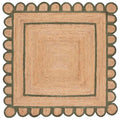 SAFAVIEH Natural Fiber Collection Area Rug - 6' Square, Natural & Olive, Handmade Jute, Ideal for Living Room, Bedroom, Dining Space (NFB125X) - color: Natural/Olive, size: 6' x 6' (Square)