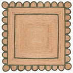 SAFAVIEH Natural Fiber Collection Area Rug - 6' Square, Natural & Olive, Handmade Jute, Ideal for Living Room, Bedroom, Dining Space (NFB125X) - color: Natural/Olive, size: 6' x 6' (Square)