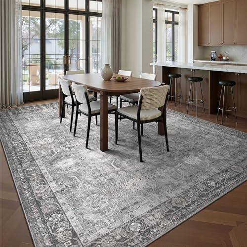 8x10 Area Rugs, Soft Non Slip Low Pile Washable Rug, Boho Modern Rug for Living Room, Bedroom, Dining Room, Distressed Grey - color: Distressed Grey, size: 8' x 10' (Rectangular)
