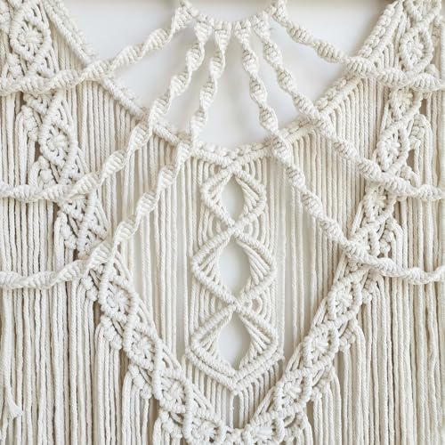 Achart Macrame Wall Hanging Large- Boho Wall Decor- large wall art- Wall Decor Living Room- Macrame Tapestry Boho Decor for Bedroom (Beige-Fringe) - color: Beige-Fringe