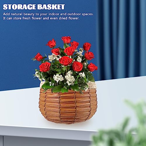 GANAZONO Woven Plant Pot Basket 9.05X9.05X5.70In Natural Rattan Handwoven Indoor Outdoor Decorative Flower Planter Storage Organizer - size: 23X14.5CM