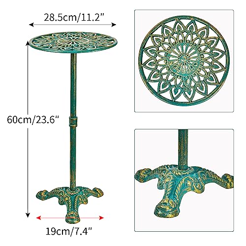 Sungmor Heavy Duty Cast Iron Potted Plant Stand, 24.2" Tall Metal Plant Stand, Vintage & Rustic Style Flower Stand Indoor Outdoor Garden Table, Decorative Flower Pot Holder for Balcony Patio - color: Antique Green - 24.2INCH