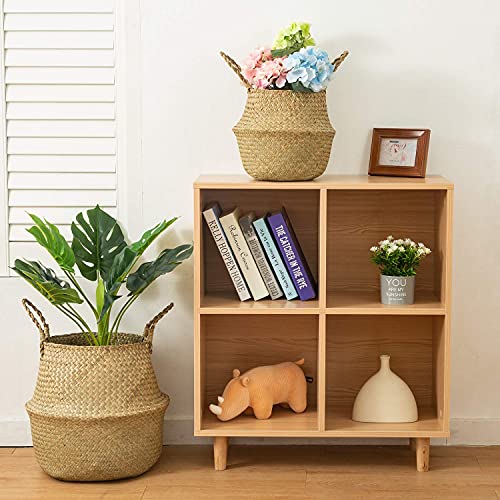 Seagrass Belly Basket, Set of 2 Woven Plant Pot Holder Handmade Home Decor for Storage Plants Picnic Grocery Large(12.6 x 11.02 inch) - size: L(Set of 2)