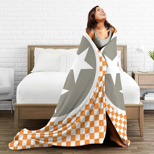 HGOD DESIGNS Tennessee Throw Blanket Ultra Soft Warm All Season Tennessee Orange Grey Star Flag Decorative Fleece Blankets for Bed Chair Car Sofa Couch Bedroom 40"X50" - color: Tennessee, size: 40x50 inch