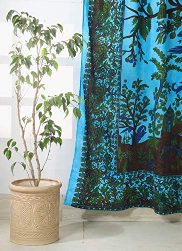 Popular Handicrafts Indian Hippie Bohemian Beautiful Tree of Life Tie Dye Mandala Curtain Panels Tarqouise - color: Tarquoise, size: 38"W x 83"L (Pack of 2)