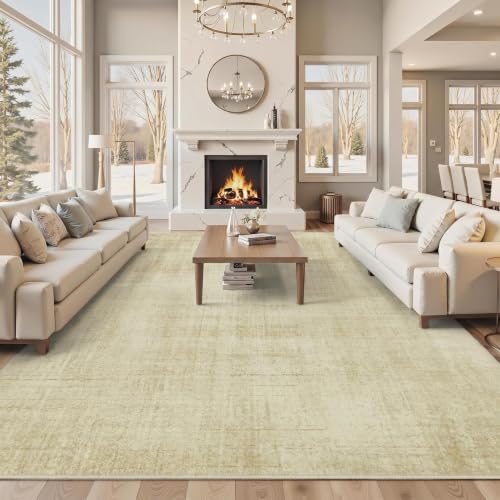 Joydeco 10x14 Area Rugs Classic for Living Room, Beige | Non Slip Machine Washable Low Pile for Bedroom Dining Room Home Office Pet & Child Friendly - color: Beige, size: 10' x 14' (Rectangular)