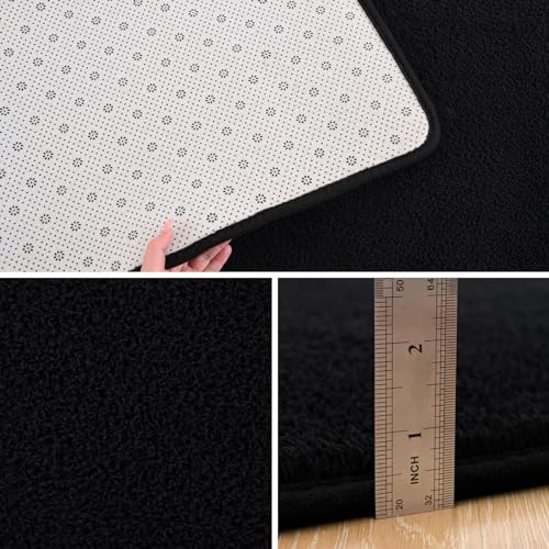 Pettop 4x6 ft Black Area Rugs for Bedroom Living Room, Washable Memory Foam Indoor Carpet, Modern Aesthetic Minimalist Non Slip Soft Comfy Carpet for Boys Girls Dorm Home Decor - color: Black, size: 4' X 6' (Rectangular)