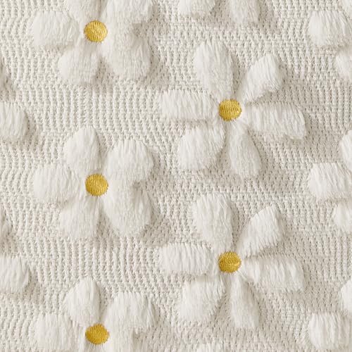 DFXSZ Spring Summer Pillow Covers 12x20 inch Set of 2 Farmhouse Decor Yellow Flower Heart Daisy Soft Plush Faux Fur Jacquard Throw Pillows for Bedroom Sofa Holiday Spring Summer Home Decor PTK024A12 - color: White Daisy, size: 20" x 12" (Pack of 2)