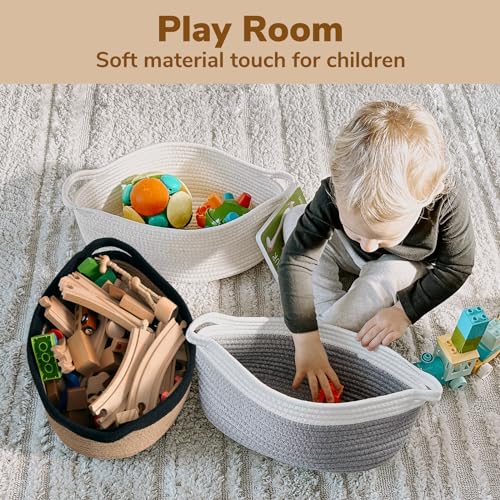 Goodpick Small Woven Basket, Decorative Basket for Home Decor, Small Woven Baskets with Handles for Gifts, Dog Toy Bin, Storage Baskets for Bathroom, Living Room, 12"x 8" x 5", Jute and Black - color: Black, size: 12x8x5 Inch (Pack of 1)