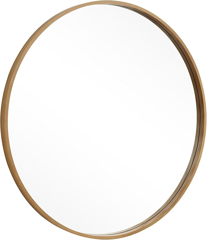 WallBeyond Round Wood Mirror, 36" Round Modern Decoration Large Circle Wall Mirror for Bathroom Living Room Bedroom Entryway, Natural