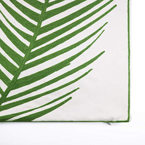 Embroidery Throw Pillow Cover 18x18 Inches Decorative Floor Pillow for Couch 100% Cotton Cushion Cover Tropical Green Palm Leaf Embroidered Pillowcase 45x45cm, 1 Piece - color: Green Pl