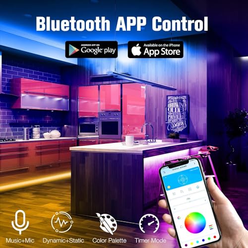 DAYBETTER LED Strip Lights 130 ft (2 Rolls of 65.6ft), LED Lights Smart App Control Lighting Bedroom Rome Decor with Remote, RGB Music Sync Color Changing LED Lights for Bedroom Party - size: 130FT