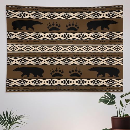 ZhiRain Rustic Cabin Bear Tapestry Wall Hanging Country Farmhouse Lodge Vintage Ethnic Tapestries Home Decor for Living Room Bedroom Apartment Dorm 30"x40" - color: Cabin-18, size: 30"L x 40"W