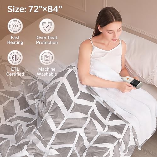 VENTIMI Electric Heated Blanket Full Size, 72" x 84" Heated Blanket with 9 Heat Levels & 2 to 10 Hours Auto Off, Fast Heating Blankets with ETL & FCC Certification, Beige - color: Beige, size: Full