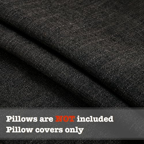 Boho Pillow Covers 18x18 Inch Faux Linen Couch Pillow Covers with Fringe Farmhouse Rustic Decorative Pillows Case Black Square Cushion Covers for Sofa Bedroom Living Room Home Decor Set of 2 - color: Black, size: 18" x 18" (Pack of 2)