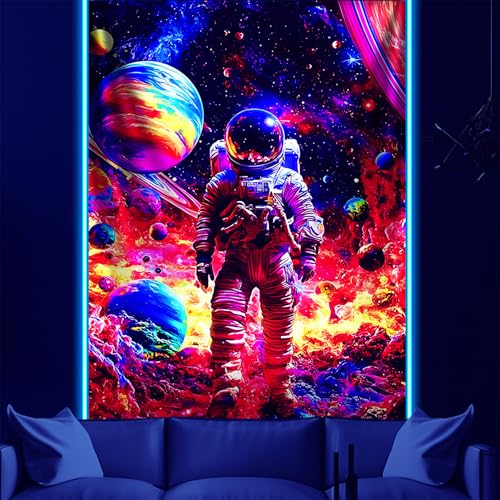 NYZE Astronaut Space Tapestry for Bedroom, Glow in the Dark Room Decor Wall Tapestries, Cool Galaxy Planet Wall Hanging, Wall Hanging for Men Guys Gamer Room Dorm Living Room 44x60 in - color: Astronauts B, size: 44"L x 60"W