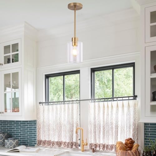 Brass Pendant Lights Kitchen Island - Gold Clear Glass Pendant Light Fixture Multiple Stems Rods 3 Units 12 Inch 3 Units 4 Inch (3 Pack Brass) - color: Brass rod 3PK