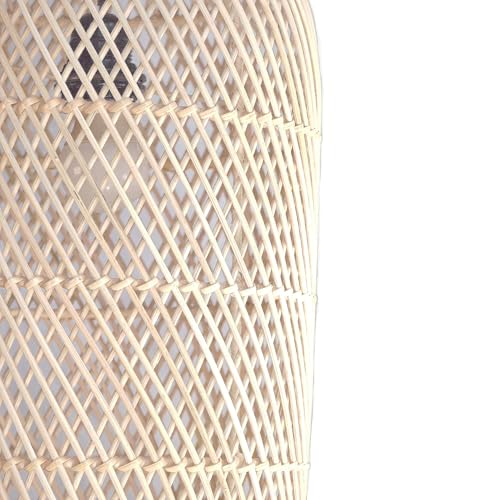 FOREVER BAMBOO Handcrafted Indonesian Natural Rattan Pendant Light Shade Wicker Light Fixtures Luxurious Cylinder Shape Woven Lampshade Chandelier Interior Decor, 21 in H x 10 in W - style: Flores Cylinder