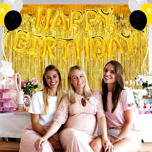 4 Pack Gold Foil Fringe Curtain Backdrop, 3.28Ft x 8.2Ft Metallic Tinsel Foil Fringe Streamer Curtains for Photo Booth Props, Birthday, Wedding, New Year’s, Christmas Decoration Party Supplies New - color: 4 Pack Gold
