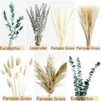 Green Pampas Grass Boho Bouquet – Exquisite Lavender and Eucalyptus Dried Flower Arrangements for Western Boho Decor – Rustic Flowers for Your Bohemian Home, Bedroom, and Wedding Table Décor