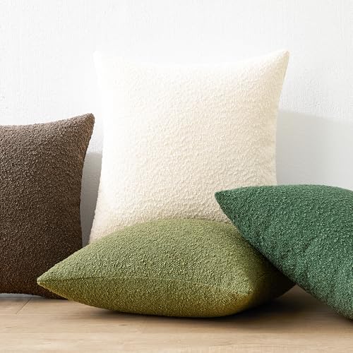 Mixhug Decorative Boucle Throw Pillow Covers, Chocolate Brown, 18 x 18 Inches, Pack of 2 - Textured Boho Pillow Covers for Couch and Bed - color: Chocolate, size: 18" x 18" (Pack of 2)